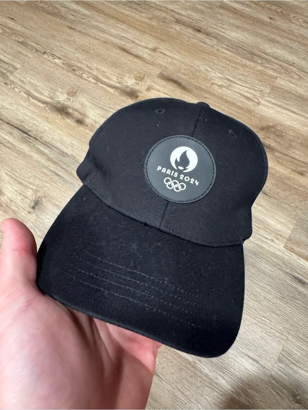 Official Paris 2024 Olympics Logo Hat Black Flame Strap Back Adjustable